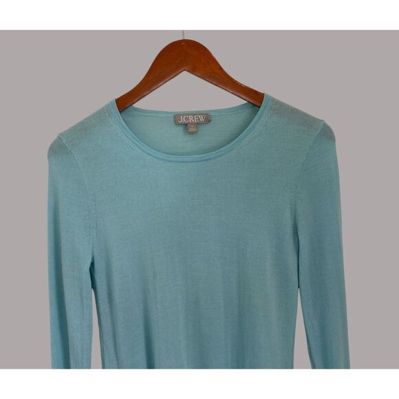 J.Crew XS Light Blue Long-Sleeve Crewneck Sweater Womens Lightweight Merino Wool - Picture 2 of 5